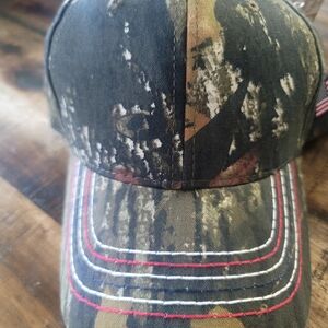 Mossy Oak Camouflage Cap with Red Stitching
